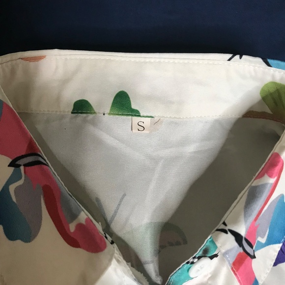 Butterfly Print Button Down Shirt | White Long Sleeve Blouse - Picture 9 of 10